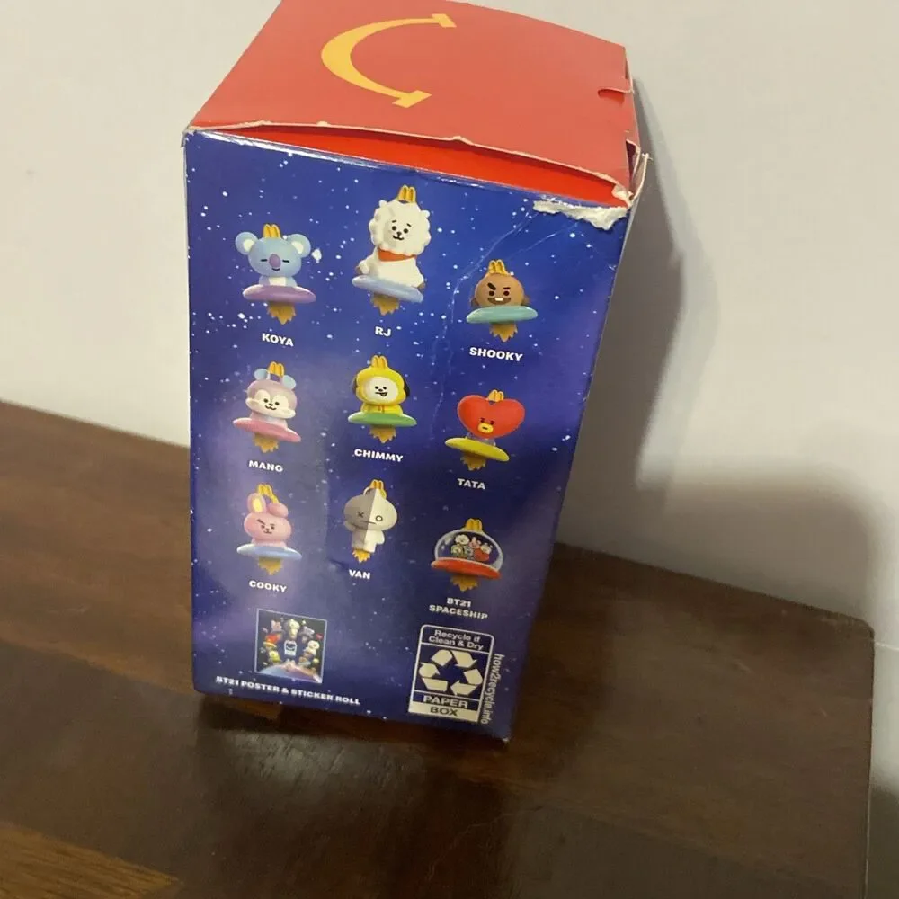 McDonald's BT21 Happy Meal Toys Set of 5 UFO Spinner Figures Yellow Hanger